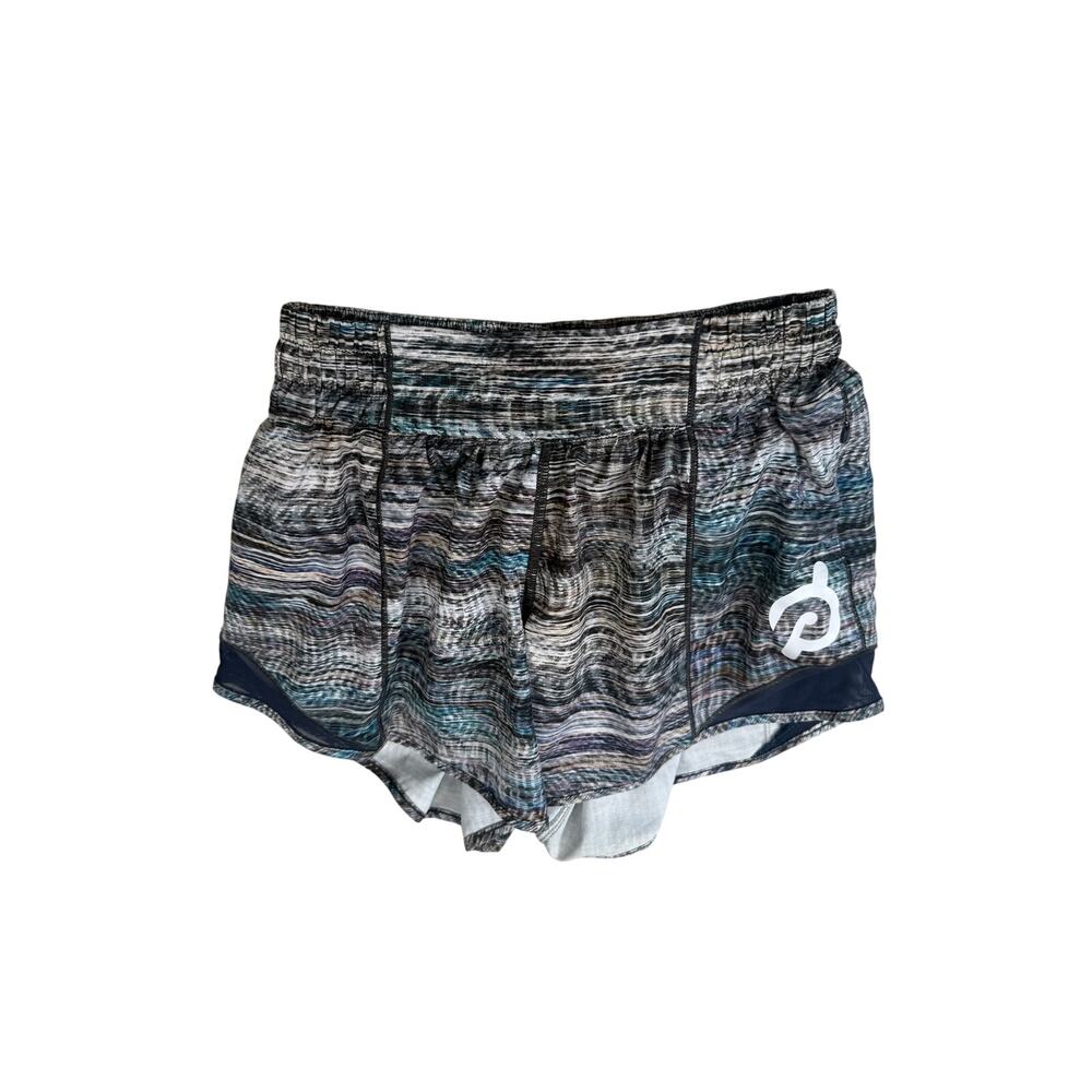 Lululemon Hotty Hot II Low Rise 4" Blue White Peloton Shorts 4 Tall